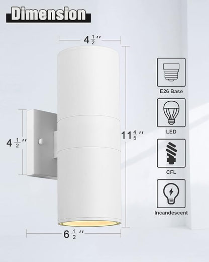 Ken & Ricky White Outdoor Wall Lights, Exterior Sconces Wall Lighting - Image 3