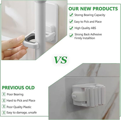 6 pack Broom Holder Wall Mount Mop Holder Broom and Mop Gripper Self Adhesive - Image 4