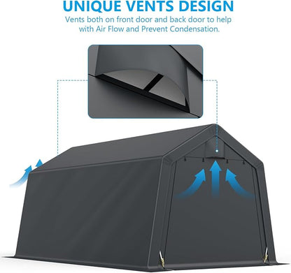 10x15FT Outdoor Storage Shelter Carport, Thickened Double-layer Heavy Duty - Image 4
