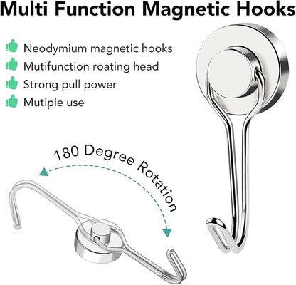 MIKEDE Magnetic Hooks, 40LB Neodymium Magnet Hooks Heavy Duty, Strong Magnetic - Image 3