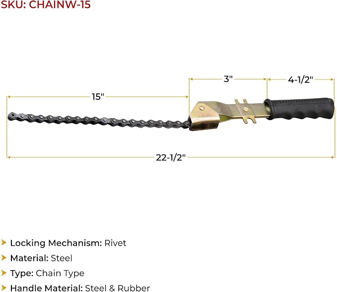 Mytee Products 2 Pack 15" Heavy-Duty Oil Filter Chain Wrench - Image 6