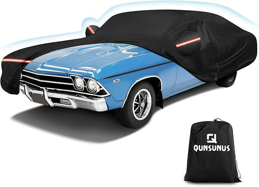 QUNSUNUS Waterproof Car Cover for Chevelle Malibu SS Sedan/Coupe 1964-1972 by QQUNSUNUS