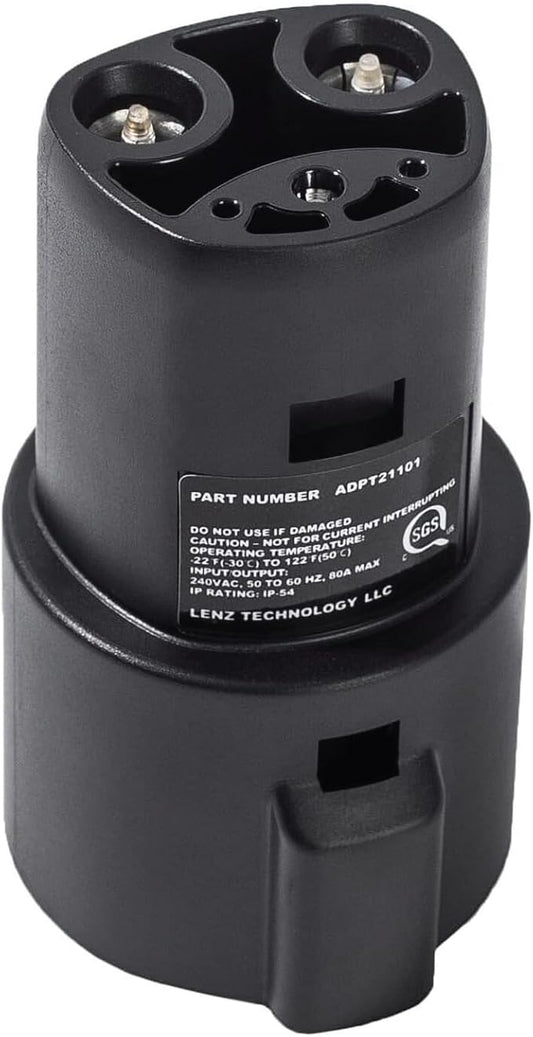 LENZ J1772 Charging Adapter for Tesla Model 3, and Cybertruck, Safety Certified by LENZChargingSolution