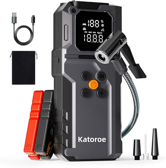 Jump Starter with Air Compressor, 4000A Jump Starter Battery Pack with 150PSI by Katoroe
