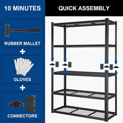 BILT HARD 48" W Garage Shelving 3000 LBS, 5-Tier Industrial Heavy Duty Storage - Image 8