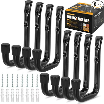 8-Pack Heavy Duty Garage Hook for Hanging 50 lbs, J Utility Hooks for Garage by GURADESIGN