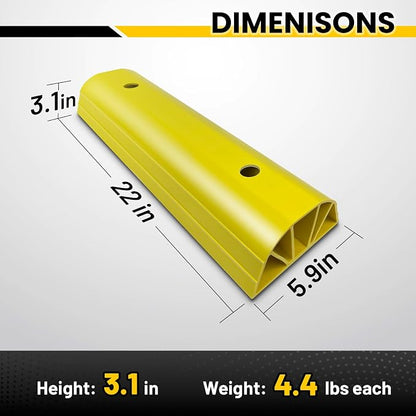 22" Garage Tire Stops for Garage Floor High-Visibility, Odor Free 2 Pc 3.1" - Image 2