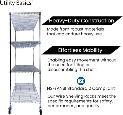 60"x24"x72" PREMIUM METAL STEEL 4-Tier Wire Shelving NSF 3200 LBS MAX Capacity - Image 9
