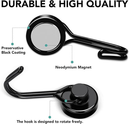 MIKEDE Strong Magnetic Hooks, 40LBS Black Swivel Swing Magnetic Hooks Heavy Duty - Image 3