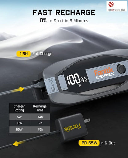 Fanttik T8 APEX 2000 Amp Jump Starter, 20000mAh Car Battery Pack - Image 4