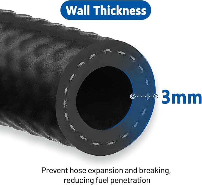 LokoCar 5/16" ID Fuel Hose Line Push Lock NBR Rubber SAE 30R7 300PSI 25ft Black - Image 4