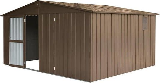 IKERY Extra Large Galvanized Steel Storage Shed 11' x 12.5' by IKERY