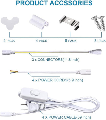 4FT LED Shop Light Fixture, 60W 6500lm 5000K Clear, T8 Integrated LED Tube - Image 4