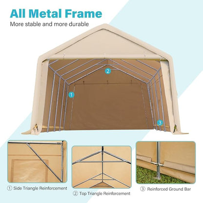ADVANCE OUTDOOR 13x20 ft Carport 2 Roll up Doors & Vents Outdoor Portable - Image 3