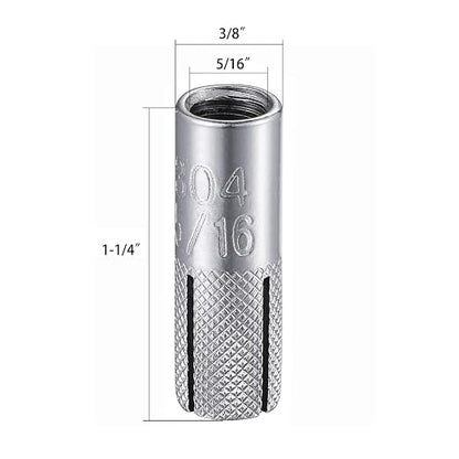 Wensilon 5/16"-18 Premium Stainless Steel Drop in Anchors Assortment, Knurled - Image 2