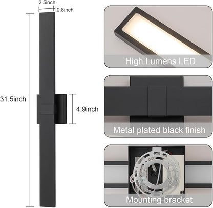 Black Modern LED Outdoor Wall Sconce 31.5" Long Outdoor Wall Lights Exterior - Image 5