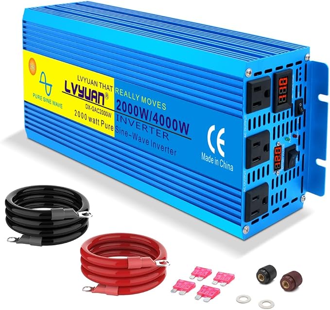 LVYUAN 2000 Watt Pure Sine Wave Inverter 24V to 110V 120V DC to AC by LVYUAN