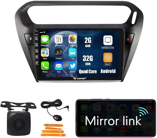 Kunfine Car Android Navigation Stereo GPS Radio Reverse Camera Display 9" IPS by KUNFINE