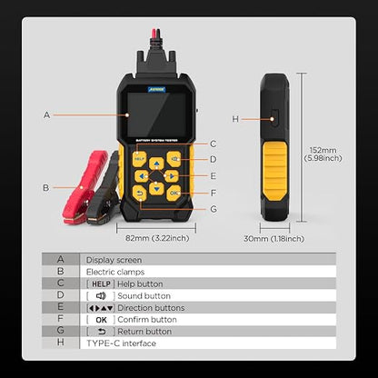 Automotive Battery Load Tester 12V/24V 100-2400 CCA Car Battery Analyzer - Image 9