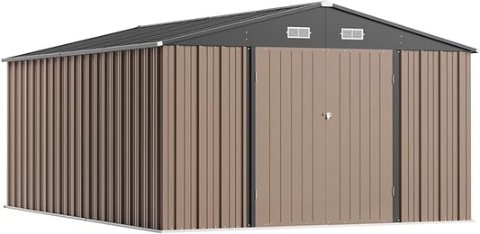 Greesum 10×14 FT Outdoor Storage Shed, Metal Storaged Sheds Without Floor by BuynowfromGreesum