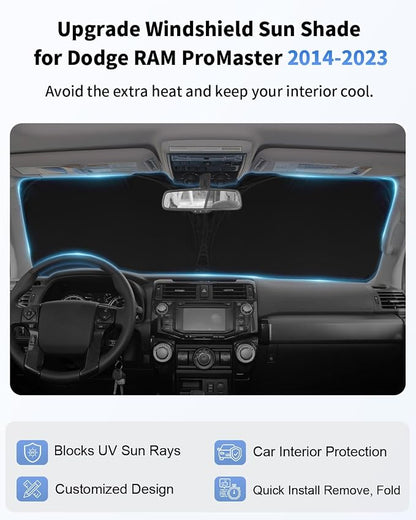 Windshield Sunshade for 2014-2024 2025 2026 Dodge Ram ProMaster Accessories - Image 4