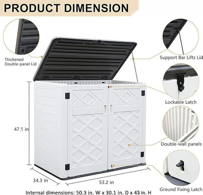 KINYING Horizontal Outdoor Storage Shed, 47 Cu.ft Resin Outdoor Storage Cabinet - Image 4