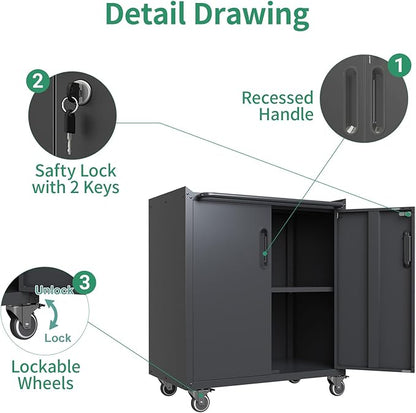 Metal Tool Cabinet, Garage Storage Cabinet System, Wall Cabinet & Locking - Image 4