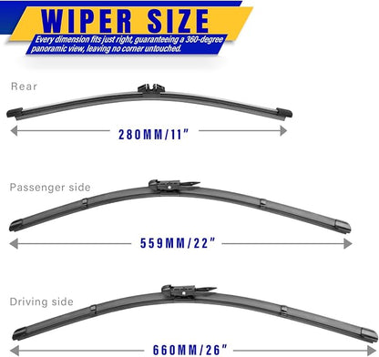 3 wipers Replacement for Ford explorer 2023-2011, Windshield Wiper Blades - Image 2