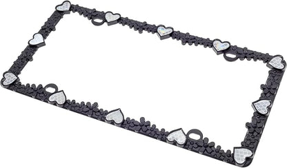 Creathome 3D Daisy Heart License Plate Frame from Pure Zinc Alloy Metal Perfect - Image 7