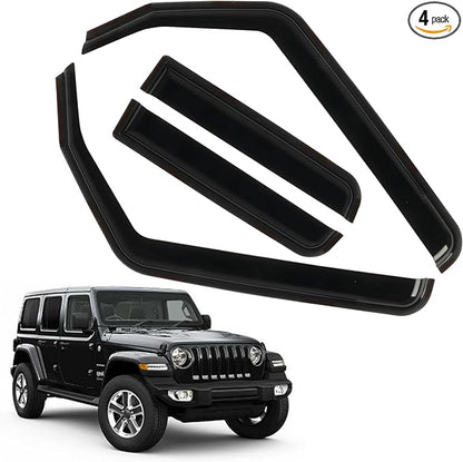 in-Channel Rain Guards Fit for 2018-2025 Jeep Wrangler JL/Gladiator 4-Door by CHYKORLA