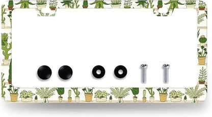 Cute Cactus License Plate Frame Tropical License Plate Holder Stainless Steel by RNKATIH
