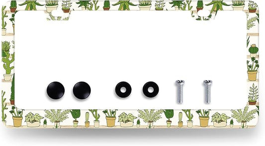 Cute Cactus License Plate Frame Tropical License Plate Holder Stainless Steel by RNKATIH