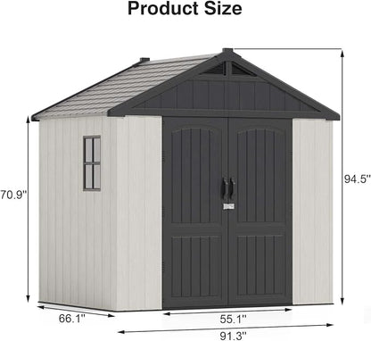 Patiowell 8x6 FT Outdoor Storage Shed, Plastic Shed Resin Garden Shed - Image 5