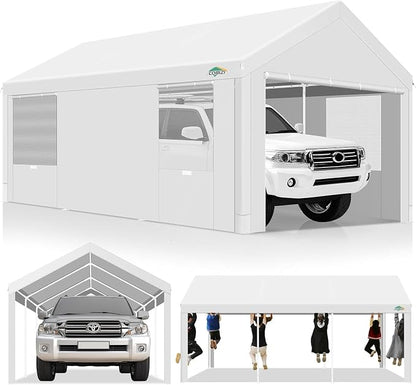 COBIZI Carport 10x20ft Heavy Duty Portable Garage, 2.0 Powder Coated Frame by COBIZI