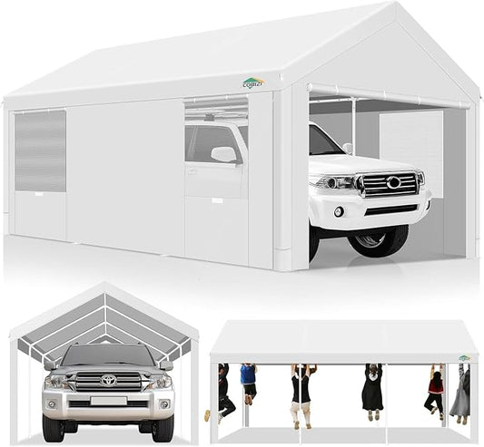 COBIZI Carport 10x20ft Heavy Duty Portable Garage, 2.0 Powder Coated Frame by COBIZI