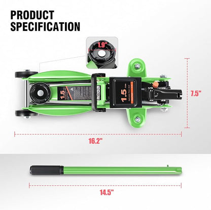 DNA MOTORING Low Profile Hydraulic Trolley Service/Floor Jack, 1.5 Ton Capacity - Image 5