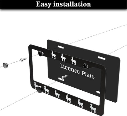 License Plate Frames Black and White Automotive Exterior Accessories Llama - Image 7
