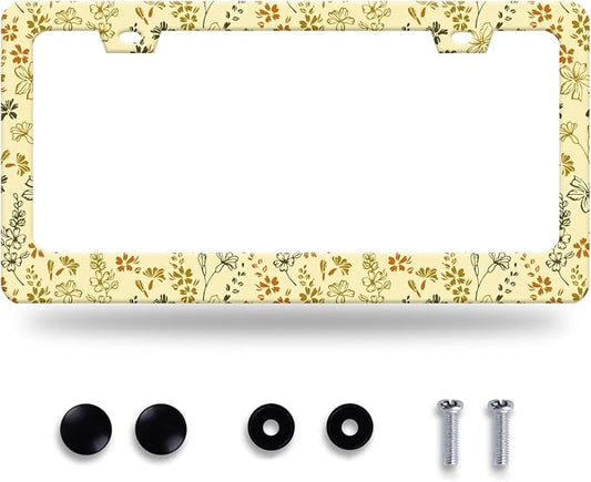 Yellow Wild Flowers License Plate Frame Colorful Flower Floral License Plate by GORSNKYE