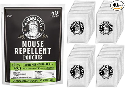 Grandpa Gus's Natural Mouse Repellent Pouches, Cinnamon/Peppermint Oils Repel by GrandpaGussPestControlProducts