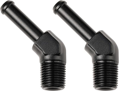 1/8 NPT Male to 1/4" Hose Barb Fitting Adapter 45 Degree Elbow Aluminum Black by Podavelle