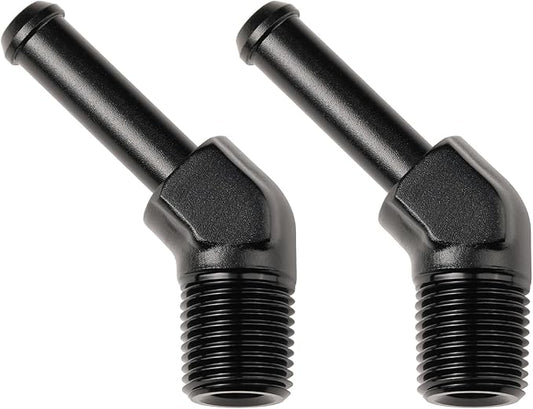 1/8 NPT Male to 1/4" Hose Barb Fitting Adapter 45 Degree Elbow Aluminum Black by Podavelle