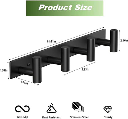 Coat Rack Wall Mounted with 4 Hooks, Wall Hooks - Image 2