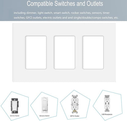 3-Gang Screwless Decorator Wall Plate Cover Switch Outlet Electrical Faceplate - Image 3