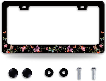 Colorful Butterfly License Plate Frame Beautiful Butterflies Flowers License by BRAGHRTED