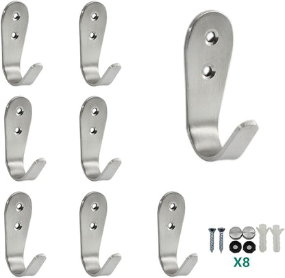 Stainless Steel Coat Hooks, Heavy Duty Metal Wall Mounted Hanger Hooks by MetalTools
