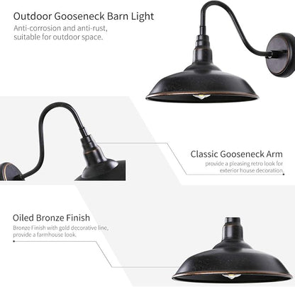 Gooseneck Outdoor Light Fixture, Bronze Porch Lighting, Gooseneck Wall Sconce - Image 7