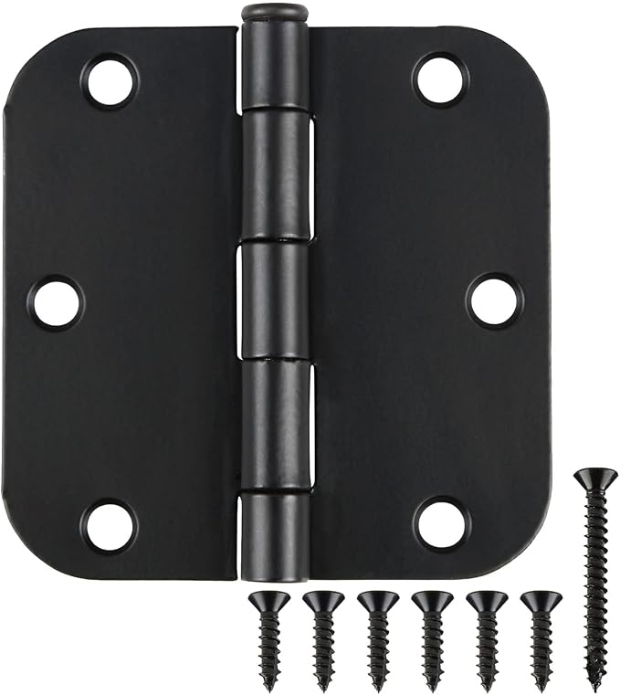 24 Pack Matte Black Door Hinges 3.5 x 3.5 Inch Interior 3 1/2 Inch Door Hinges by TDCHINGES