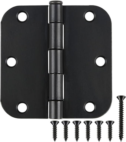 24 Pack Matte Black Door Hinges 3.5 x 3.5 Inch Interior 3 1/2 Inch Door Hinges by TDCHINGES