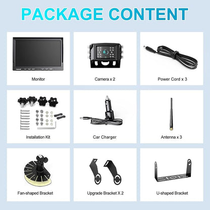 Fookoo 1080P 10" Wireless Backup Camera System, IP69 Waterproof Rear/Front View - Image 8