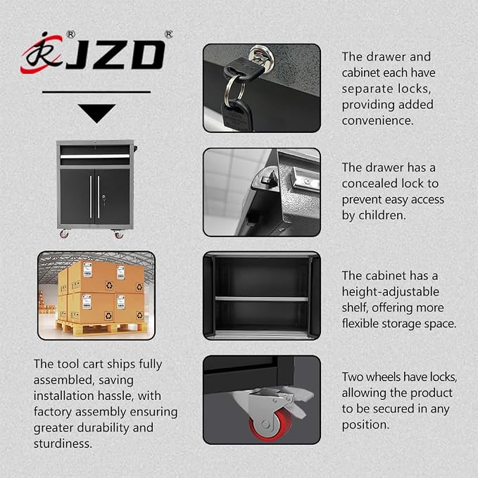 JZD Workshop Storage Cabinet System, Professional Tool Workbench - Image 8